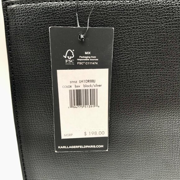 Karl Lagerfield Black Leather Paris Maybelle Convertible Satchel Bag - Picture 10 of 11